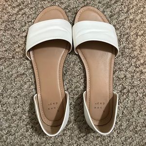 White flat sandals